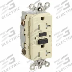 HUBBELL GFCI Receptacle: Duplex, 5-20, Ivory, GFCI, 125V AC, 20 A, 2 Pole / 3 Wire (MPN GFSG5362I)