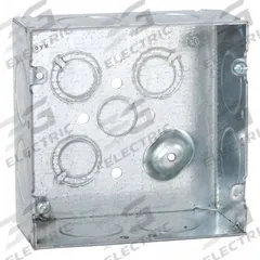 RACO Electrical Box: Steel, Steel - 4-11/16" x 4-11/16" Square Box Material & Nominal Size, Square (MPN 258). Key specifications — Brand: RACO; Bracket Style: Without Bracket; Clamp Style: Without Clamps.