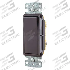 BRYANT Wall Switch: Rocker Switch, 3-Way, Maintained, Brown, 120V AC, 15 A (MPN RSD315). Key specifications — Illuminated: No.