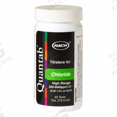 HACH Chemical Test Strips: Chloride, 300 to 6000 ppm Chloride, Test Strips, 40 Tests - Single-Parameter Test Strips