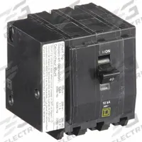 SQUARE D Miniature Circuit Breaker: 40 A, 120/240V AC, Three Phase, 10kA at 120/240V AC, 3 Poles (MPN QO3401021). Key specifications — Phase: Three; Amps: 40 A; AC Voltage Rating: 120/240V AC; Max. AIR Rating: 10kA at 120/240V AC; For Use With: QO Load Centers and NQ Panelboards; Brand: SQUARE D.