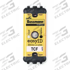 BUSSMANN Fuse: Class CF, TCF Series, Time-Delay, 25 A, 600 V AC, 300 V DC, Indicating (MPN TCF25). Key specifications — Brand: BUSSMANN; Series: TCF.