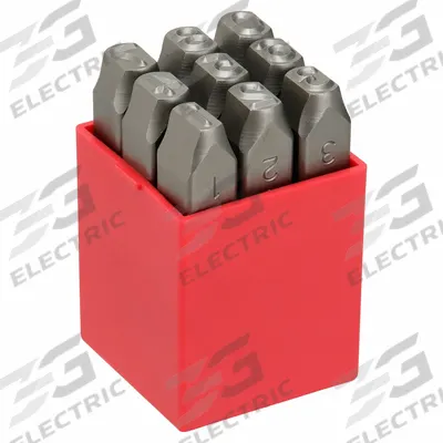 APPROVED VENDOR Hand Stamp Kit: 0 thru 9 (6 doubles as 9), 3/8 in Character Ht - Heavy-Duty Sharp-Face Hand Stamps