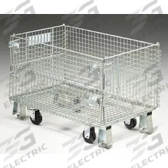 NASHVILLE WIRE Collapsible Bulk Container: 5 cu ft, 20 in x 32 in x 22 in, Lid Not Included, Silver (MPN JR1C). Key specifications — Brand: NASHVILLE WIRE; Stackable: Stacking Capable; Shape: Rectangular; Runner Location: None; Fork Entry: 4-Way Entry; Container Wall Type: Vented; Mobility: Mobile; Collapsible: Collapsible.