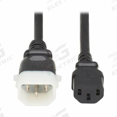EATON Power Cord: 4 ft Lg, 3/18, Non-NEMA Plug, C14 Plug, Non-NEMA Receptacle - Electronic Equipment Power Cords