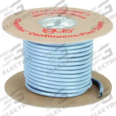 CHAINFLEX Control Cable: 16 AWG Conductor Size, 5 Conductors, PVC, 100 ft, Gray (MPN CF130US-15-05-100). Key specifications — Conductor Size: 16 AWG; Minimum Bend Radius Factor - Fixed: 5 x OD; Minimum Bend Radius Factor - Flexible: 7.5 x OD; Shielding: Unshielded; Brand: CHAINFLEX.