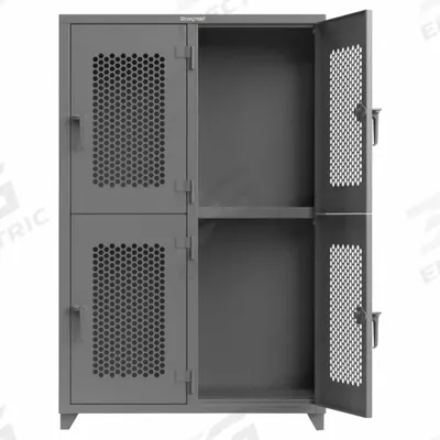 STRONG HOLD Locker: 48 in x 24 in x 75 in, Ventilated, 2 Tiers, 2 Units Wide, Padlock Hasp - Ventilated Metal Wardrobe Lockers
