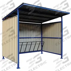 Bicycle Storage Shed: Unassembled, 3 Sides, 102 in x 92 in x 91 in, Steel, Beige, 8 Bicycle Capacity (MPN 49P401). Key specifications — Brand: APPROVED VENDOR; Frame Material: Steel; Color: Beige; Finish: Powder-Coated.