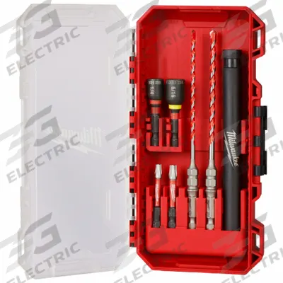MILWAUKEE Rotary Hammer Drill Bit Set: 7 11/16 in Overall Lg, 1/4 in Shank Dia - Hex-Shank Hammer Drill Bit Sets