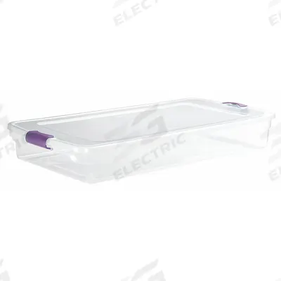 HOMZ Storage Tote: 15 gal, 40 in x 20 in x 6 1/8 in, Clear Body, Clear Lid, Not NSF Certified - Clearview Totes with Latch-On Lids