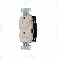 HUBBELL Receptacle: Duplex, 5-20, Light Almond, 125V AC, 20 A, 2 Pole / 3 Wire (MPN 5362STLATR)