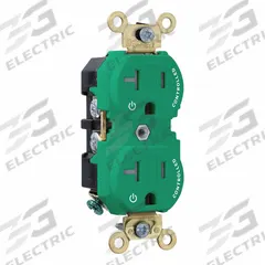 LEVITON Plugs and Receptacles: Duplex, 5-20, Green, 125V AC, 20 A, 2 Pole / 3 Wire (MPN 5362-2PN)