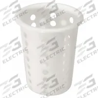 CRESTWARE Flatware Cylinder: Plastic, White, 4 1/4 in Top Dia, 5 1/8 in Overall Ht (MPN SCP)