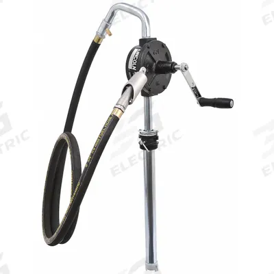 LINCOLN Hand Pump: Rotary Action, Pump with Hose, Nozzle & Spout, Cast Iron Housing - Rotary-Crank Drum Pumps