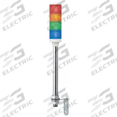 SCHNEIDER Tower Light Assembly: 4 Tier, Blue/Green/Orange/Red, No Sounder Tier, 60 mm Overall Dia (MPN XVC6B4). Key specifications — Manufacturer Part Number: XVC6B4; Brand: SCHNEIDER; Operating Voltage: 24V; Light Tier Color: Green.
