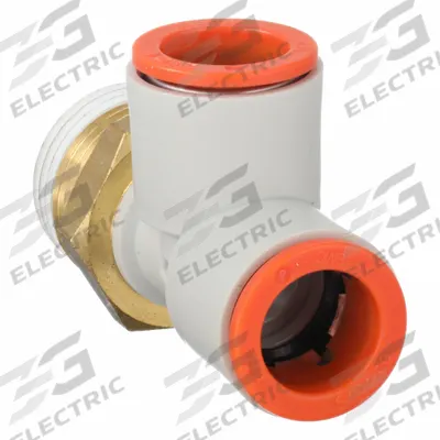 SMC Push-Fit Tee Fitting: 1/2 in Pipe x 1/2 in OD x 1/2 in OD x 1/2 in Pipe Size - Polybutylene & Brass Tube Fittings