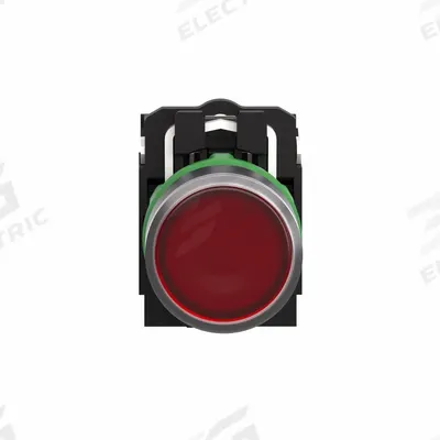 SCHNEIDER Flush Push Button: Red, 22 mm Mounting Size, Non-Metallic - Illuminated Flush-Mount Push-Button Operators