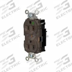 HUBBELL Receptacle: Hospital Grade, Duplex, 5-20R, Brown, 125V AC, 20 A, 2 Pole / 3 Wire (MPN HBL8300ST)
