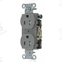 BRYANT Receptacle: Duplex, 5-15, Gray, 125V AC, 15 A, 2 Pole / 3 Wire (MPN CBRS15GRYWRTR)