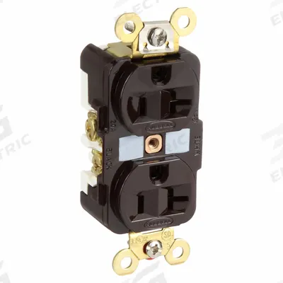 HUBBELL Receptacle: Duplex, 5-20, Brown, 125V AC, 20 A, 2 Pole / 3 Wire (MPN HBL5362WR) - General Purpose Receptacles