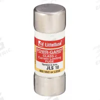 LITTELFUSE Fuse: JLS Series, Class J, Cylindrical Body, Fast-Acting, 10 A, 600 V AC, Non-Indicating (MPN JLS010). Key specifications — attr1287274: JLS; attr211200: LITTELFUSE.