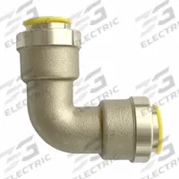 QUICKFITTING Push-Fit Elbow Fitting: 3/8 in OD x 3/8 in OD Size, Push-to-Connect x Push-to-Connect (MPN HV-SE-0375). Key specifications — Brand: QUICKFITTING.