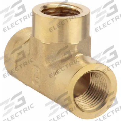 PARKER Metal Pipe Tee: Tee, CA377 Brass, 1/4 in x 1/4 in x 1/4 in, 3,200 psi - Threaded Extreme-Pressure Hydraulic Pipe Fittings