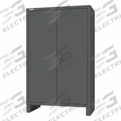 DURHAM MFG Storage Cabinet: 4 Shelves, Recessed/Solid, Padlockeable, Swing, Extra-Heavy Duty, Steel (MPN HDJC244878-165-4S95). Key specifications — Cabinet Style: Shelves; Brand: DURHAM MFG; Cabinet Color: Gray; Cabinet Finish: Powder Coated; Cabinet Material: Steel; Cabinet Storage Components: Bins; Door Type: Recessed; Lock Type: Padlockeable.
