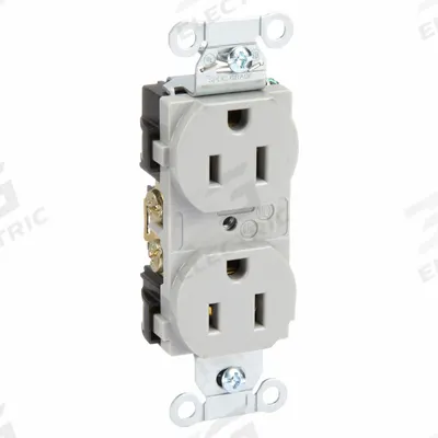 HUBBELL Receptacle: Duplex, 5-15, Gray, 125V AC, 15 A, 2 Pole / 3 Wire (MPN BR15GRY) - General Purpose Receptacles