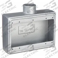 APPLETON ELECTRIC Electrical Box: Iron, Rectangular, 3 Gangs, 1 in Hub Size, 40 cu in Capacity, Gray (MPN FS-3-100). Key specifications — Color: Gray; Brand: APPLETON ELECTRIC.