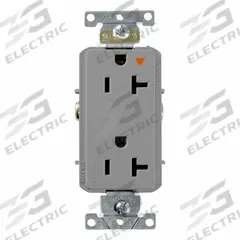 LEVITON Isolated Ground Duplex Receptacle Outlet: Duplex, 5-20, Gray, 125V AC, 20 A, 2 Pole / 3 Wire (MPN 16362-GIG)