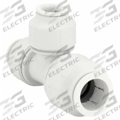 JOHN GUEST Push-Fit Tee Fitting: 3/4 in OD x 3/4 in OD x 1/2 in OD Size, Plastic - Polysulfone Push-to-Connect Tube Fittings