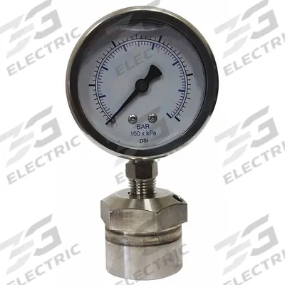 KODIAK Pressure Gauge with Diaphragm Seal: 0 psi to 200 psi, KC301/DSM35, 2 1/2 in Dial - Dial Pressure Gauges with 316 SS Female-Threaded Mini-Seal