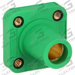 Single Pole Receptacle: Green, Straight Taper Nose Mating, Threaded Stud Termination, 400 A (MPN HBLFRSCGN). Key specifications — Series: 16; Receptacle Gender: Female; Brand: HUBBELL.
