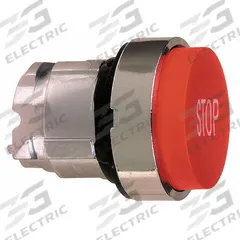 SCHNEIDER Extended Push Button: Red, 22 mm Mounting Size, Metallic, Momentary (MPN ZB4BL434). Key specifications — Brand: SCHNEIDER; Action: Momentary; Legend: Stop; Series: XB4; Push Button Material Type: Metallic.