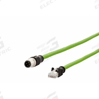 METZ CONNECT Cable: Cat5/PROFINET, M12 Plug Male Straight x RJ45 Male Straight, 10 m Lg - M12 Connector to RJ45 Connector Cordsets