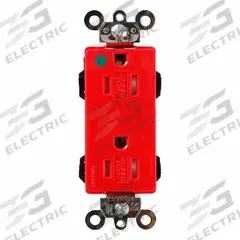 LEVITON Decora: Hospital Grade, Duplex, 5-15R, Red, 125V AC, 15 A, 2 Pole / 3 Wire (MPN MT162-HGR)