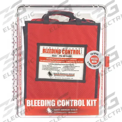 NORTH AMERICAN RESCUE Bleeding Control Kit: Plastic Cabinet, 8 People Served - Bleeding Control Kits