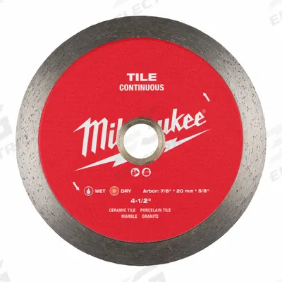 MILWAUKEE Diamond Saw Blade: Granite/Marble/Porcelain/Tile, 4 1/2 in Blade Dia., Wet/Dry - Tile-Cutting Blades