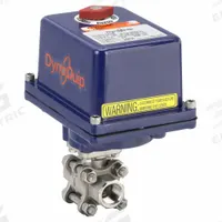 DYNAQUIP CONTROLS Electrically Actuated Two-Way Ball Valve: 1/2 in, Stainless Steel, 120V AC (MPN E3S23AJE23). Key specifications — Included Mounting: ISO 5211 Actuator Mounting Pad; Brand: DYNAQUIP CONTROLS; Actuator Features: Thermal Overload Protection.