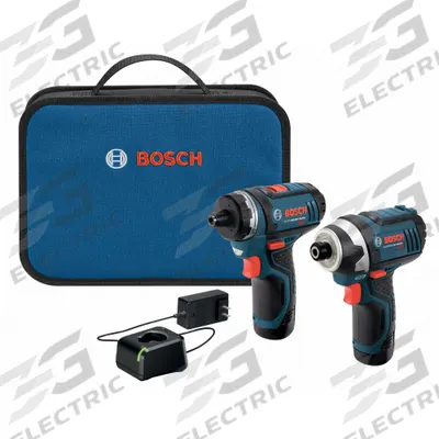 BOSCH Cordless Tool Combination Kit: 2 Tools, Impact Driver/Screwdriver, 12 V DC Volt - Bosch 12V Cordless Tool Combination Kits