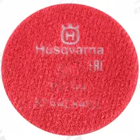 HUSQVARNA Polishing Pad: 200 Grit, Red, 6 Segments, Concrete, PG 540/PG 680 RC, Clockwise, Round (MPN P 1244). Key specifications — attr81237: Red; attr81244: Resin; attr122184: Polishing Pads; attr122180: Medium Concrete; attr81239: PG 540; attr81227: HUSQVARNA.