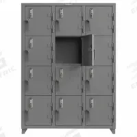 STRONG HOLD Locker: 54 in x 18 in x 75 in, 4 Tiers, 3 Units Wide, 12 Lockers, 18 in x 18 in, Steel (MPN 4.66-12D-18-4T-EK-L). Key specifications — Mounting Style: Surface; Brand: STRONG HOLD; Handle Type: Swing; Locker Color: Gray; Mounting Location: Freestanding; Locker Material: Steel; Frame Assembled: Assembled; Lock Type: Electronic Keypad.