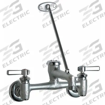 CHICAGO FAUCETS Straight Service Sink Faucet: Wall, Widespread, Cast Brass - Widespread Utility Faucets