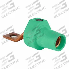 Single Pole Receptacle: Green, Straight Taper Nose Mating, Offset One-Hole Bus Bar Termination (MPN 16F22-UG). Key specifications — Series: 16; Receptacle Gender: Female; Brand: LEVITON.
