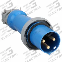 HUBBELL Pin and Sleeve Plug: Blue, 250V AC, Single Phase, 100 A, 2 Pole, 3 Wire, IEC Grounding (MPN HBL3100P6W). Key specifications — Brand: HUBBELL.
