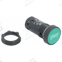 SCHNEIDER Flush Push Button: Green, 22 mm Mounting Size, Non-Metallic, Momentary (MPN XB7NA3133). Key specifications — Brand: SCHNEIDER; Action: Momentary; Legend: Start; Series: XB7; Push Button Material Type: Non-Metallic.