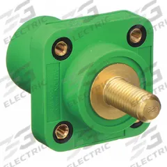 Single Pole Receptacle: Green, Straight Taper Nose Mating, Threaded Stud Termination, 400 A (MPN HBLMRSCGN). Key specifications — Series: 16; Receptacle Gender: Male; Brand: HUBBELL.