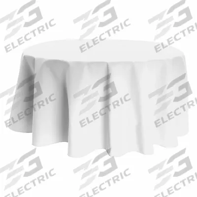 R&R TEXTILE Tablecloth: Round, White, Polyester - Round Tablecloths