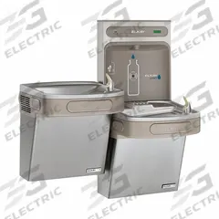 ELKAY Bi-Level Drinking Fountain with Bottle Filler: On-Wall, 8 gph @ 50°F, Stainless Steel, Gray (MPN LZSTLG8WSSK). Key specifications — Brand: ELKAY; Housing Material: Stainless Steel; Filter Access: Bottom Panel Access; Housing Finish: Stainless; Chilling Capacity: 8 gph @ 50°F; Housing Color: Gray.
